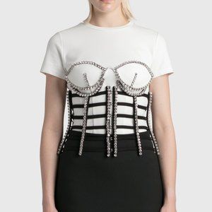 Area Cage Strap Crystal Rhinestone Corset